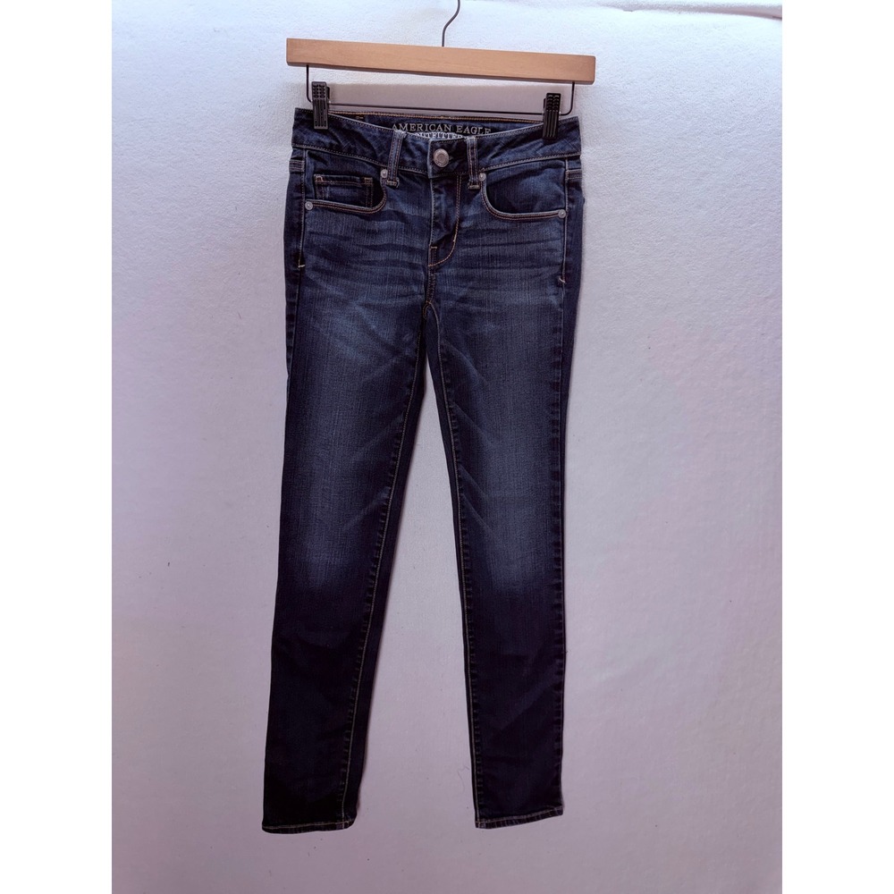 American Eagle Skinny Jeans Womens 00 Dark Wash Super Stretch Low Rise 3554